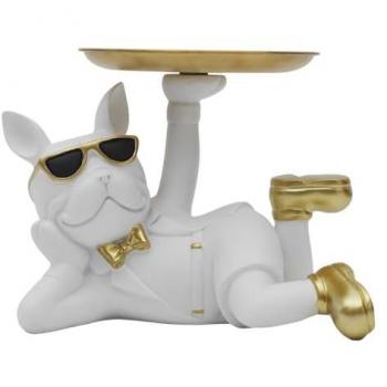 Statue Décorative Bulldog Blanc