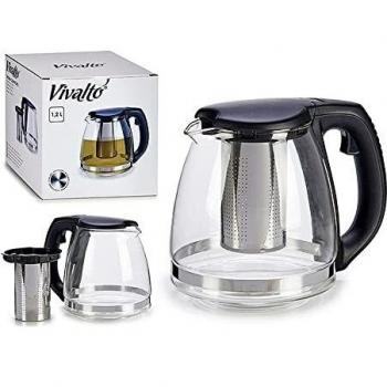 Teekanne aus Kunststoff und Glas mit Edelstahl (1200 ml)