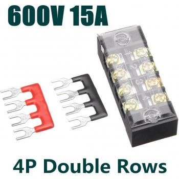 Double Row Wire Barrier Block 600V 15A with Connector Strips