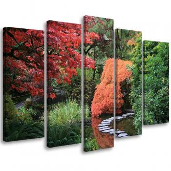Cinq pièces impression toile Forêt Jardin Japonais