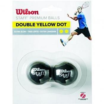 Labeda Addiction XXX Grip Plus Yellow and Wilson Staff Squash Double Yellow Dot Ball