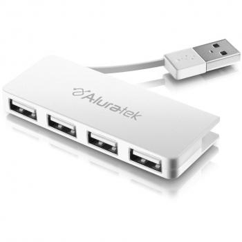 White 4-Port USB Hub by Aluratek