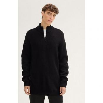 TOM TAILOR DENIM Herren Troyer mit Reißverschluss, schwarz, Größe XS