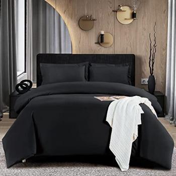 Copripiumone WAVVE 100% Microfibra Traspirante 220x240 cm con Set di 2 Federe 40x75 cm – Letto Matrimoniale Nero