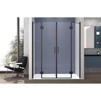 Nicchia Saloon 140 x200 CM – Doppio Battente in Vetro Temperato 6 mm, Lume Nero Opaco