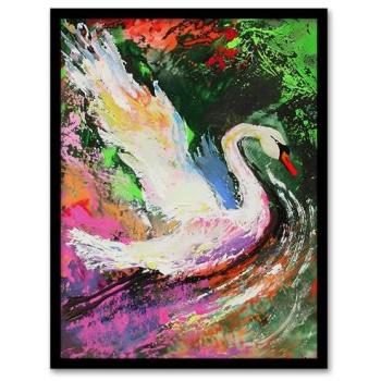 Swan in Harmony by the Water – 12×16 Framed Art
