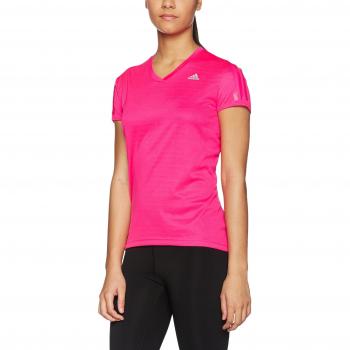 Frauenshirt adidas Response V‑Neck – Shock Pink S16/Reflektierend Silber – XS