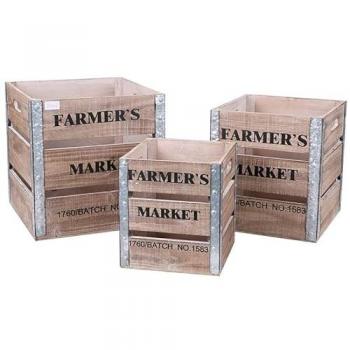 Vintage-Style Wooden Crates Set for Kitchen and Pantry Use