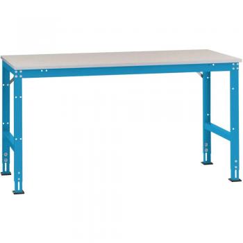 Surface de travail Manuflex AU4097.5012 – 1750 × 1000 × 760‑870 mm, plastique bleu pastel (RAL 5012)