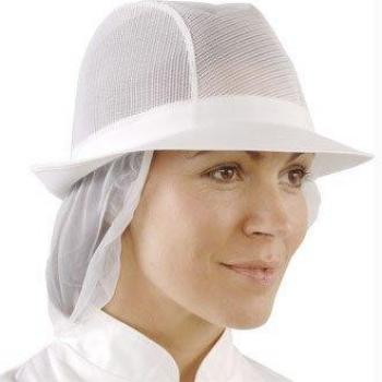 M-Size White Trilby with Net Snood