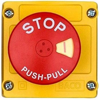 BACO LBX130113 Emergency Stop Switch, 240V AC, 2.5A, 3 NC Contacts, IP66