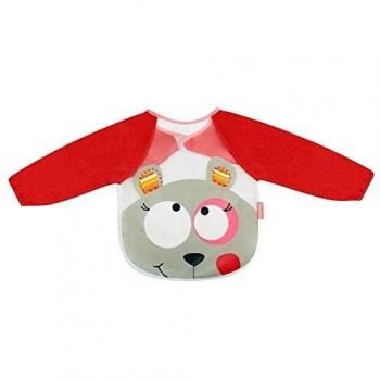 Bavoir Badabulle Vert Plastifié avec Manches Longues en Eponge pour Bébé