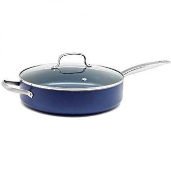 Sartén “Blue Diamond” 28 cm: Aluminio antiadherente + tapa de vidrio para cualquier cocina