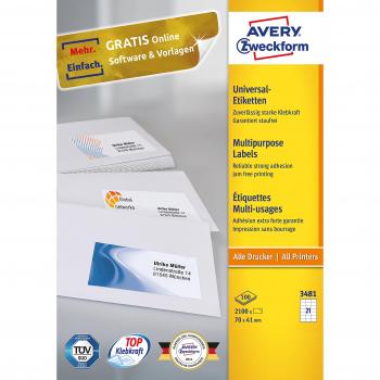 AVERY Zweckform 3481 Aufkleber für Post – ultragrip‑Klebstoff