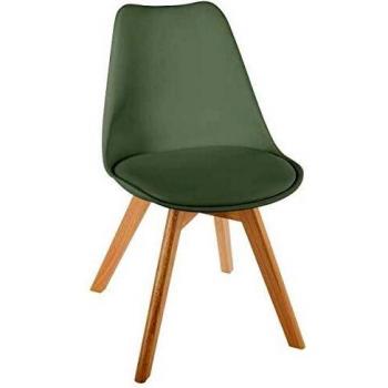 Silla Baya Verde Caqui de Atmosphera con Patas de Madera