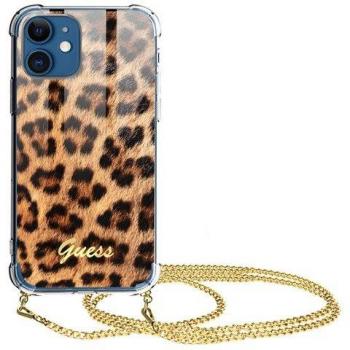 Housse iPhone 12/12 Pro – Motif léopard orange, chaîne décorative