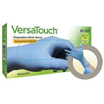 Protection Ansell VersaTouch 92-200 gants en nitrile, produits chimiques et liquides, bleu, taille 9.5-10 (boîte de 100 gants)