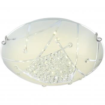 Globus SABBIA 18 W LED Decke mit Kristallglas – Satiniertes Metalldesign
