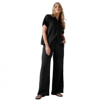 Short Sleeve Long Tall Sally – Chemise 44tall, noir, 100 % coton