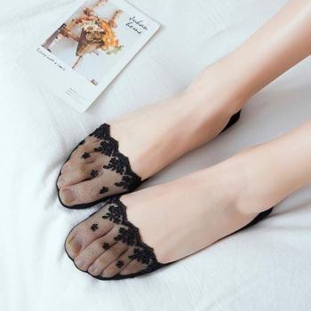 Lace Pattern Cotton Slipper Socks for Women