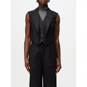 Alexander McQueen Gilet Donna Gessato Blu Navy Taglia 42