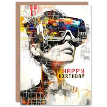 Gamer Femme VR Birthday Card – Artery8 Edition