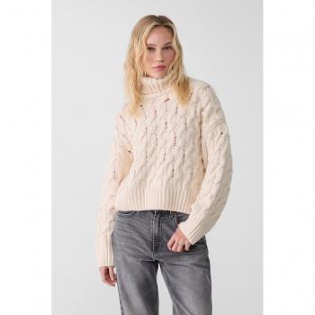 Stradivarius maglia traforata corta vaniglia S
