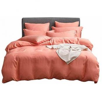 UMI Merryfeel Classic Satin Striped Duvet Cover Set (Single, Pink)