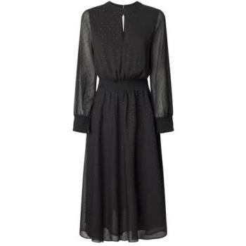 Midikleid „Anushka“ – Schwarzer Rundhals, Ausschnitt mit Schlitz