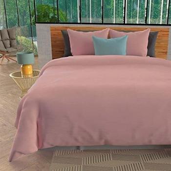 SOLEIL D'OCRE Parure De Lit Unie Bohème Rose 240x220