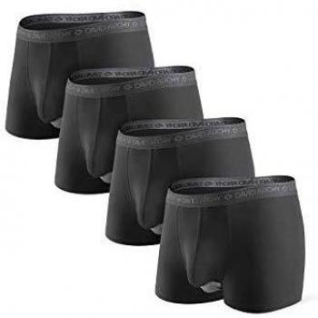 DAVID ARCHY Men's Micro Modal Trunks with Ergonomic Pouch (4 Pack) Black
