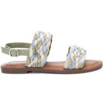 Sandalia Multicolor con Raffia Trenzada y Hebilla para Mujer