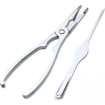 2-Piece Stainless Steel Seafood Cracker and Pick Set for Crab and Lobster