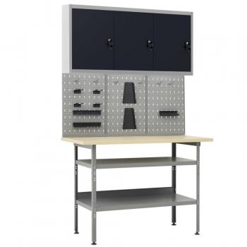 Établi avec rangement et 3 panneaux muraux vidaXL