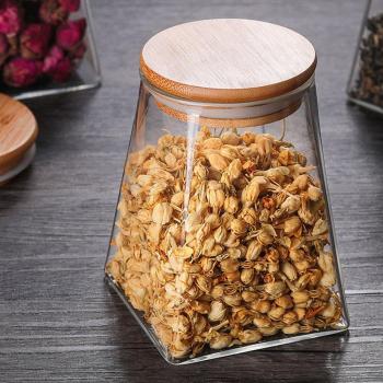 Bamboo-Lid Glass Canister for Storing Food, Coffee Beans, Candy, Cookies, Sugar, Flour, Salt