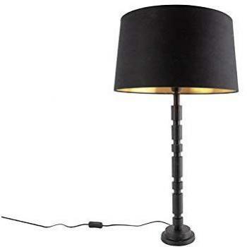 QAZQA Lampe à Poser Art Déco Noir 45 cm
