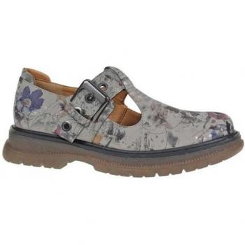 Cipriata Señora Floral Mary Janes Tono Gris Claro