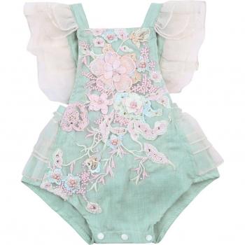 Robe-culotte florale estivale en dentelle pour bébés filles