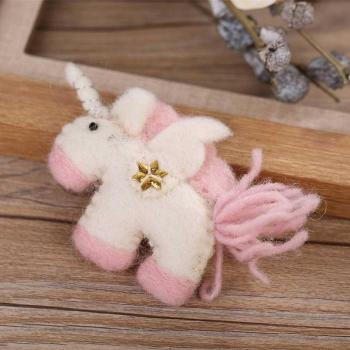 Adorable Unicorn Felted Bag Charm