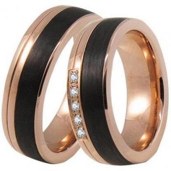 Trauring DOOSTI – Partnerring, 60 mm, roségoldfarben / schwarz, ohne Zirkonia