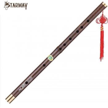 Handgefertigte STARWAY Schwarz-Bambus-Flöte – Traditionelle chinesische Bläser, Key D, Lernniveau