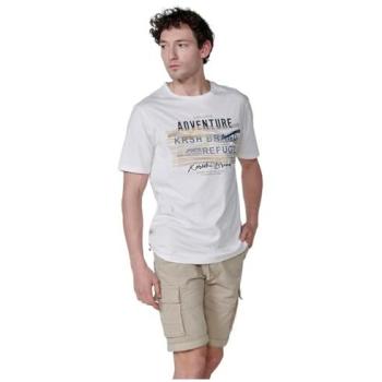 KOROSHI Hombre T-Shirt Color Crudo con Estampa