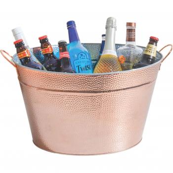 BarCraft Brown Hammered Galvanised Steel Drinks Bucket