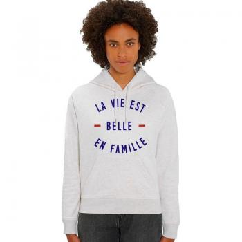 Sweat a cappuccio da sera donna LA VIE EST BELLE EN FAMILLE XS bianco sporco