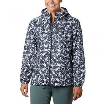 Columbia Flash Forward, Chaqueta Mujer, Cortavientos, Azul (Nocturnal Polkadot Floral), XL