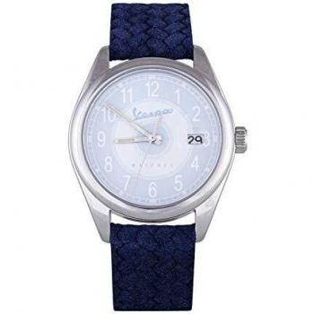 Blue Quadrant Vespa Men's Wristwatch, Italian Quality, Quartz Mechanism, Blue Braided Strap, Model VA-HE03-SS-04BL-CP