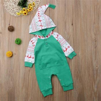 Outfit Infantil “Navidad y Ciervos” – Camiseta, Pantalón y Capucha de Algodón