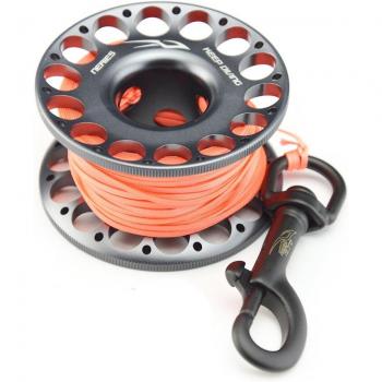 Bobine de plongée avec doigt en aluminium 15M/30M et mousqueton en acier inoxydable