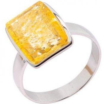 Damenring aus 925 Silber mit leuchtendem Bernstein