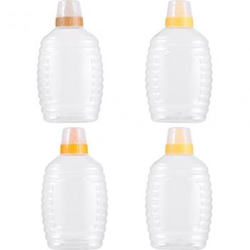 4pcs Clear Honey Bottle Set with Lid, 1000g